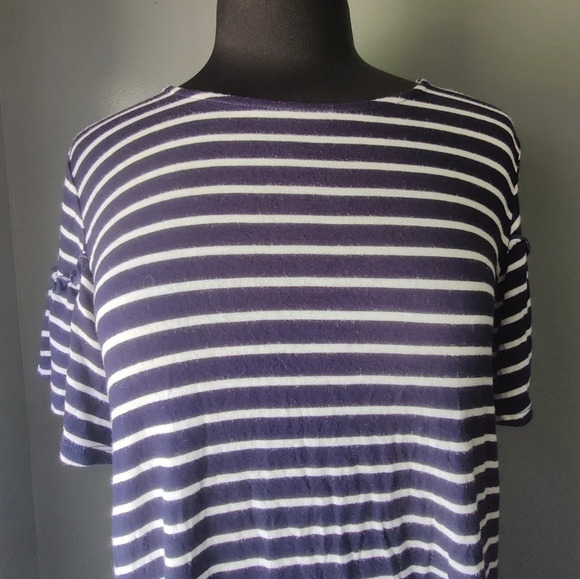 Anthropologie Pleione Striped Peplum Hem Top - Picture 3 of 5